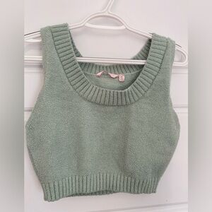 La Vie En Rose Sage Green Cropped Terrycloth Teddy Tank Cottagecore Fairy